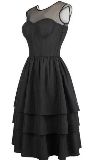 Corset story dress Black Tiered Mesh Size 38 Whimsy Goth thumbnail 1