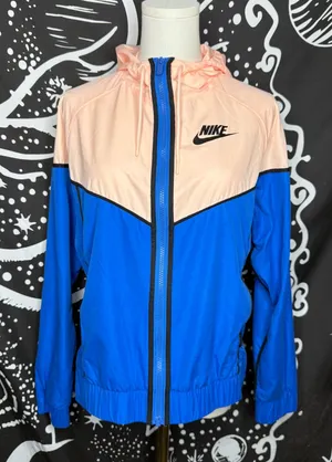 Nike Blue and Light Pink Colorblock Windbreaker Jacket thumbnail 1