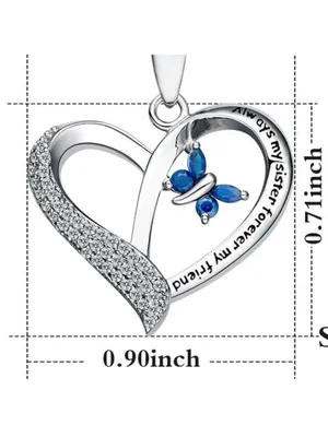 Sister Butterfly Heart Necklaces Gift thumbnail 3