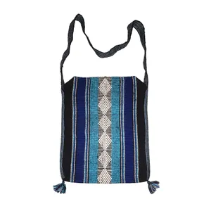 Vintage Lillo Woven Crossbody/Shoulder‎ Tote w/Tassels Blue thumbnail 5