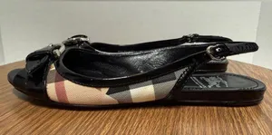 Burberry Novacheck Plaid Canvas Patent Leather Slingback thumbnail 3