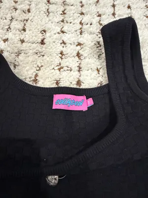 Edikted — Black Knit Button Front Tank Top thumbnail 3