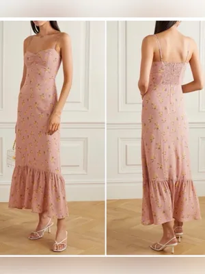 Reformation Emerson Maxi Dress Ruffle Hem in Frances Floral Blush Pink Size 4 thumbnail 2