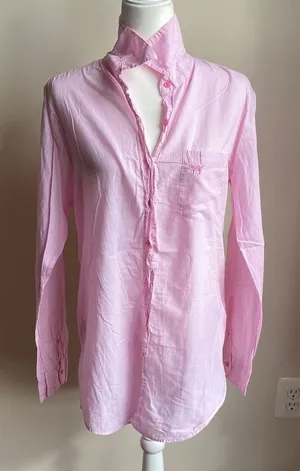 PINK Victorias Secret 2004 Striped Button Down Oversized Sleep Shirt Nightgown thumbnail 1