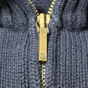 Lauren Ralph Lauren Vintage Size L Navy Blue Cotton Knit Sweater Zip Up Cardigan thumbnail 7