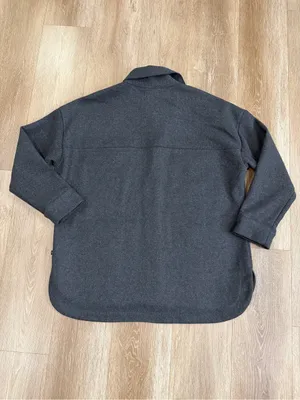 Banana Republic Solid 4 Pocket Shacket Oversized Jacket Dark Charcoal Size XL thumbnail 11