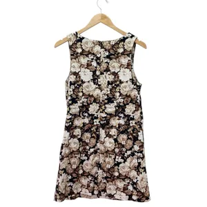 Abercrombie & Fitch Floral Linen Blend Mini Dress Brown Beige Roses Size Small thumbnail 6