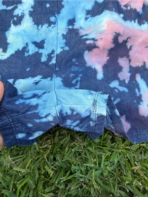 Free People Movement Tie Dye Cotton Romper Blue Pink Pockets Size Small thumbnail 3