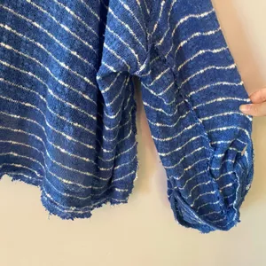 We The Free Blue White Stripe Oversized Sheer Loungewear Long Sleeve size Small thumbnail 4