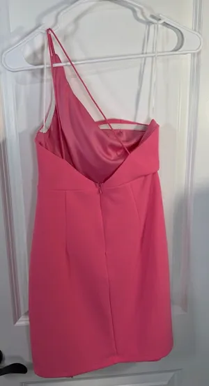 Hello Molly Pink One Shoulder Mini Dress Size US 4 thumbnail 1