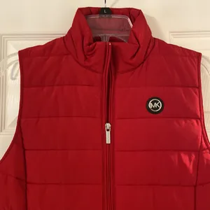 Michael Kors Vibrant Red Outerwear Vest size M excellent condition length 28” thumbnail 2