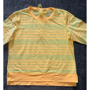 Lululemon Womens Mellow Yellow Striped‎ Run Warm Up Crew Rear Zip Size 10 thumbnail 2