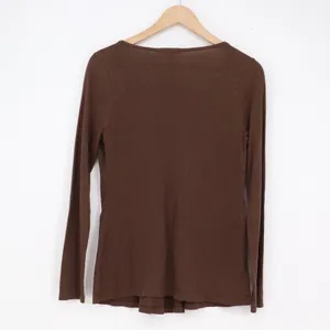 Old Navy Maternity Brown Long Sleeve Deep V-Neck Empire Waist Top Small thumbnail 4