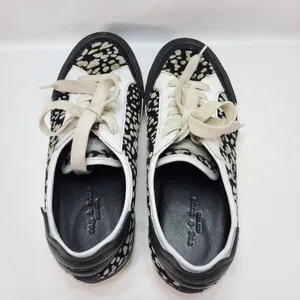 Rag & Bone RB‎ Army Leather Low Top Sneakers Black White Size EU 37 US 7 $275 thumbnail 4