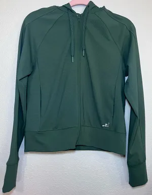 BCG Women's Full Zip Hooded Jacket Pockets Green Relaxed Fit XS Training Green thumbnail 2
