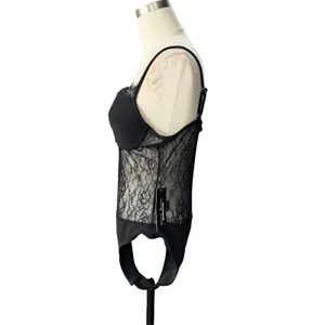 Haute Monde Women's Large Black Sheer Lace Bodysuit Underwire Bustier NWT thumbnail 3
