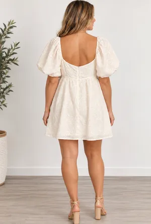 Altar'd State Cream Puff Sleeve Lace Mini Dress thumbnail 3