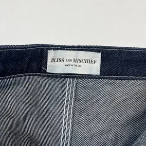 Bliss and Mischief Jeans Womens Size 2 Blue Contrast Stitch Wide Leg Workwear thumbnail 8