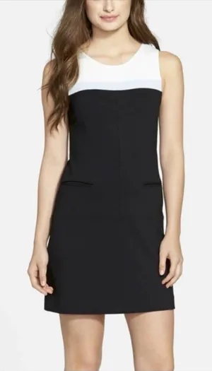 Sanctuary Colorblock Mod Shift Mini Dress Black White Blue S thumbnail 1