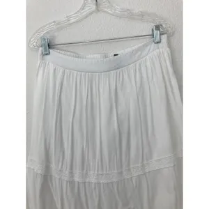 Bobeau White Lace Flowy Cottagecore Festival Western Country Maxi Skirt Large thumbnail 2