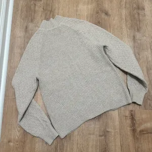 Calvin Klein | Women's Cream Beige Ribbed‎ Mock Neck Textured Knit Sweater, S thumbnail 2
