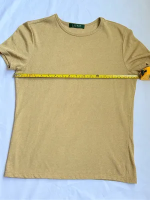 Lauren Ralph Lauren Blouse Gold Metallic T-shirt women Round neck thumbnail 5