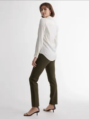 Quince Ultra-Stretch Ponte Straight Leg Pants Olive Green Size Large thumbnail 3