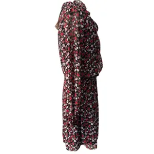 Socialite Floral Chiffon Mini Dress XS Red Black Long Sleeve Smocked Waist NWT thumbnail 3