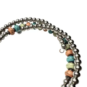 Paparazzi Multi-Layer Beaded Stackable Infinity Wrap Bracelet Silver Earthy New thumbnail 4