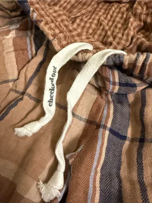 Aerie Tan Navy Plaid Soft Gauze Pajama Jogger Lounge Pants - size XL thumbnail 5
