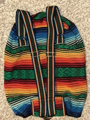 Mr. Pinzon Handmade Mexican Sarape Boho Woven Cotton Backpack thumbnail 9
