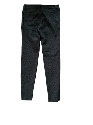 ABS Platinum Women's Black Tone-on-Tone Damask Brocade Skinny Ankle Pants Size 8 thumbnail 2