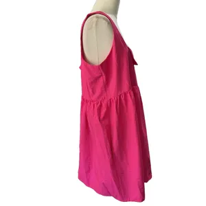 Anthropologie Daily Practice Notch Neck Mini Dress Fuchsia Pink Womens Large thumbnail 6