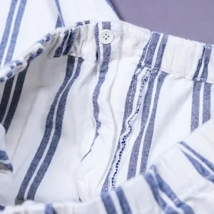 John Galt Striped Trouser‎ Pants Women One Size Blue White Elastic Waist Coastal thumbnail 11