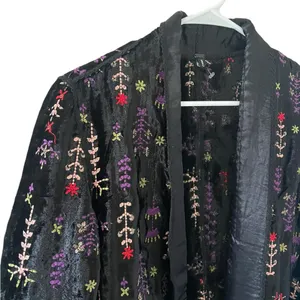 Anthropologie Bl^nk Embroidered Black Blazer Jacket thumbnail 2