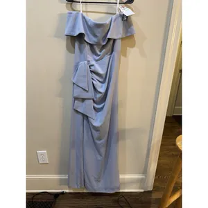 Xscape Evenings Ruched Off the Shoulder Crepe Gown Sky Blue Size 16 Formal thumbnail 3