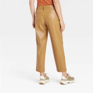 a new day Tan Faux Leather Cropped Pants 2 thumbnail 2