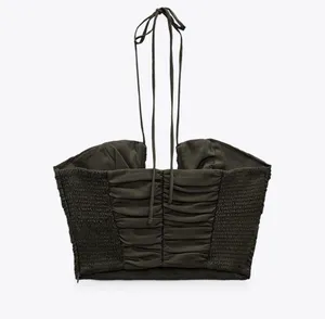 ZARA Satin Effect Drapped Halter Top thumbnail 3
