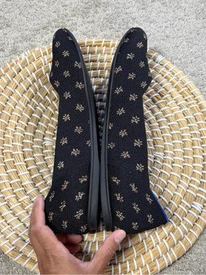Rothy’s Women’s The Flat Shoes Comfort Knit in Black/metallic Daisy Sparkle 10.5 thumbnail 7