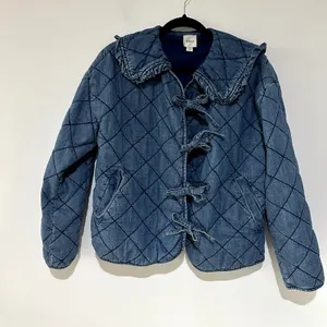 Maeve Anthropologie Hazel Quilted Chambray Cottagecore Farmhouse Jacket Size S thumbnail 2