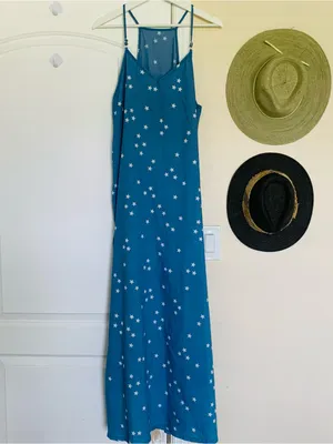 Levi's Women's White American Stars Print Blue Jean Denim Maxi Dress | Size: S/M thumbnail 2