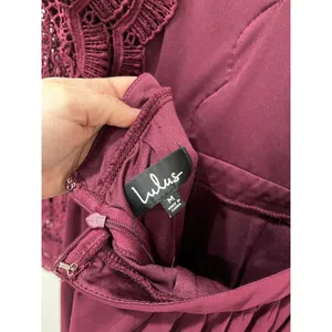Lulus Burgundy Chiffon Long Sleeve‎ Bridesmaid Formal Gown Size M thumbnail 6