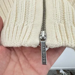 Talbots Cream Ribbed Mockneck Full‎ Zip Sweater Gilmore Girls Fisherman thumbnail 5