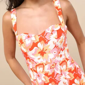 LULU’S Ashlea Orange Floral Sweetheart Mini Dress thumbnail 6