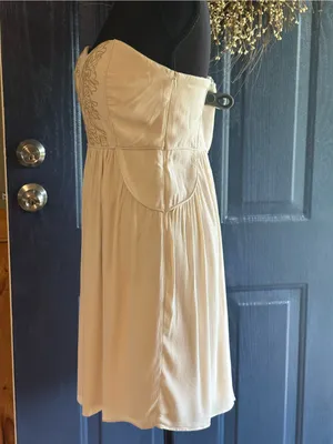 MM Couture by miss me Strapless Embroidered Cream Dress size M thumbnail 3