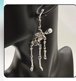 Nordstrom Exaggerated Skeleton Skull Drop Dangle Earrings Unique Jointed Skeleton Earring thumbnail 2