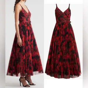 NEW Hutch Joanna Moody Orchids Pleated Belted Sleeveless Gown Sz 2 thumbnail 3