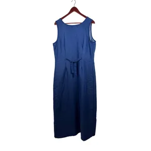 Vintage Cherokee Dress XL Blue Sleeveless Button Front Tie Back Maxi Denim Look thumbnail 4