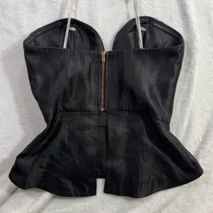 NWT Minty Meets Munt‎ XS Black Satin Peplum Bustier Corset Top Paloma Goth Sleek thumbnail 3
