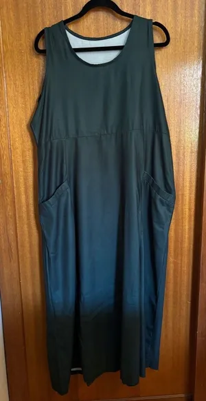 Deep Green Sleeveless Long Pocket Dress Maxi 1X plus thumbnail 1